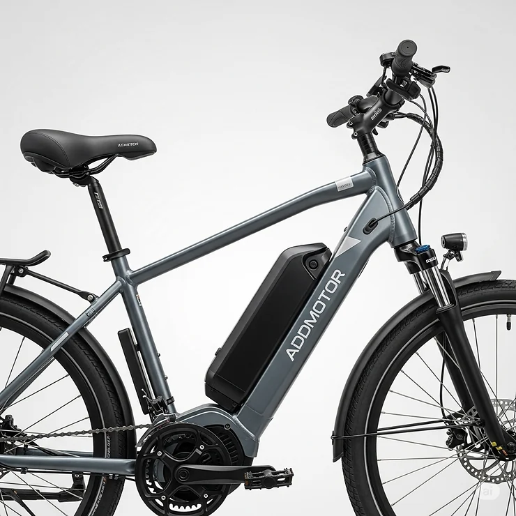 Ergonomic and robust frame design of an Addmotor e-bike, built for durability and rider comfort.