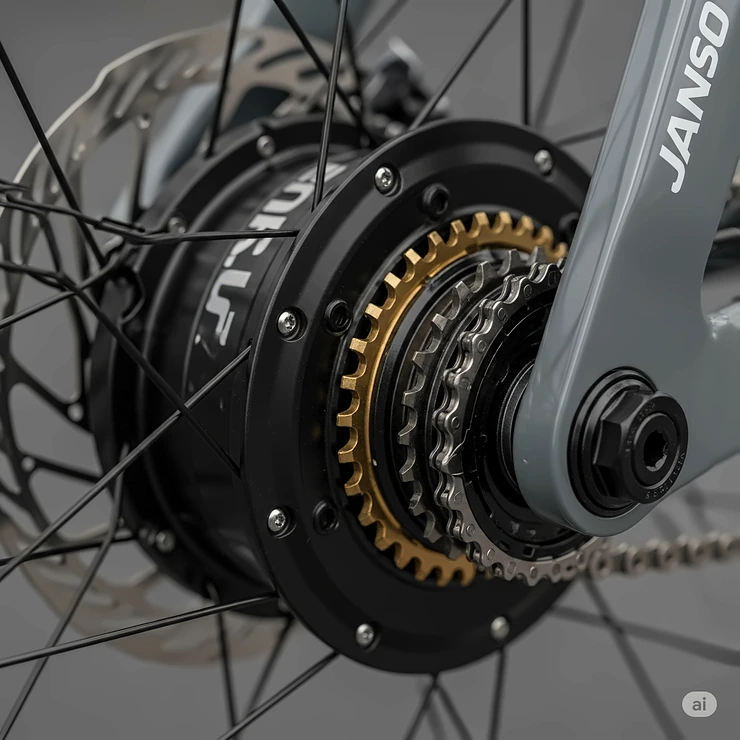 Powerful motor of the Jansno ebike, designed for efficient and smooth performance.