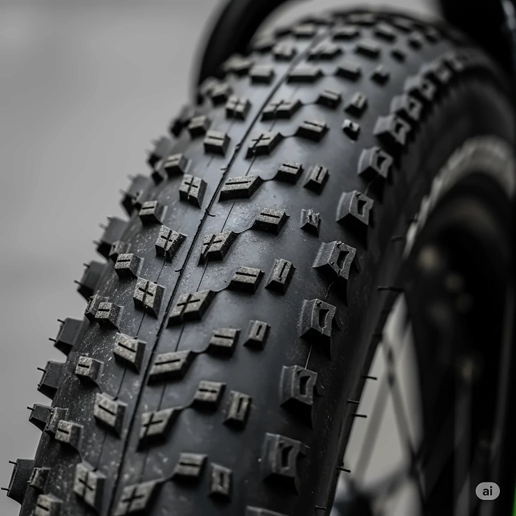 Durable fat tires on the Jansno ebike, offering excellent grip and stability for all-terrain cycling.