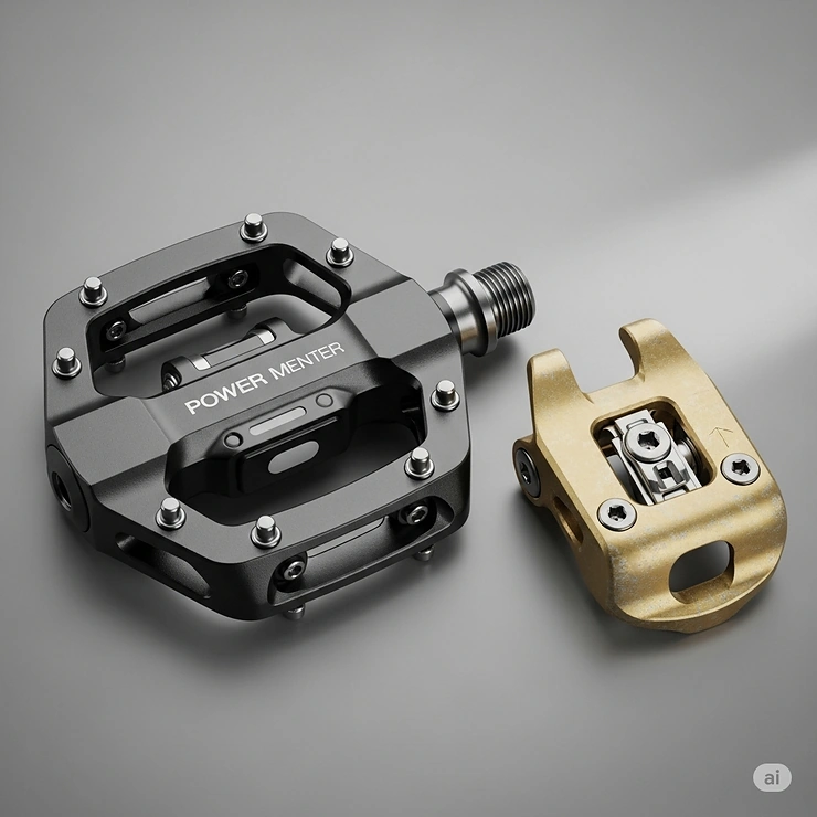 An illustration detailing a clipless ebike pedal alongside its compatible cleat, demonstrating the secure connection for enhanced pedaling efficiency on electric bicycles.