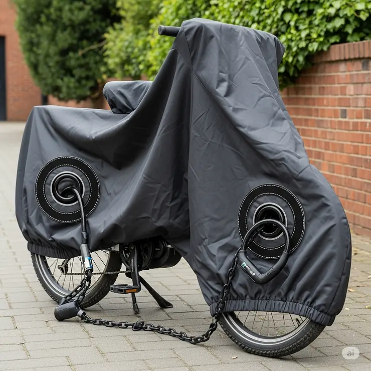 Ebike cover with reinforced lock holes for enhanced security against theft