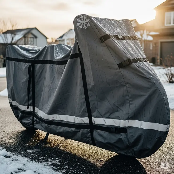 Heavy-duty ebike cover offering all-weather protection from sun, rain, and snow