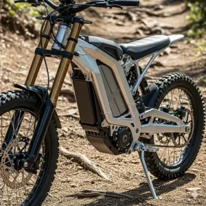 The lightweight yet durable aluminum frame of the 72 volt electric dirt bike, engineered for both strength and agility.