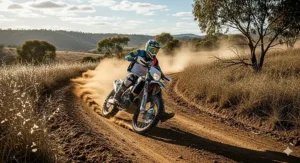 A rider demonstrating the agile handling of a high-performance electric dirt bike priced under $2000.