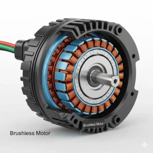 A diagram illustrating a brushless electric motor, a common and affordable motor type in electric dirt bikes under $2500.