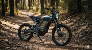 An electric dirt bike with rugged tires and a clean design, ready for trail riding adventures.
