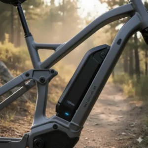 Image of a large capacity 720Wh ebike battery pack, necessary for maintaining range for heavy riders.