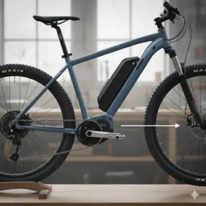 Example of optimal battery placement (down tube) for a bicycle converted with a mid drive electric bike kit.