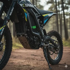 The high-torque, quiet motor and drivetrain of the best electric dirt bike.