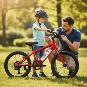Diagram or photo demonstrating how to properly size a kids electric bike for a child's height, ensuring a safe and comfortable fit.