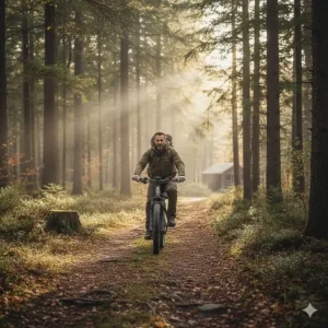 Riding a whisper-quiet electric bike allows hunters to stealthily approach their blinds and hunting spots.