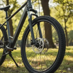 Durable, yet heavier, steel frame construction and basic mechanical disc brakes on an affordable electric bike under $500.