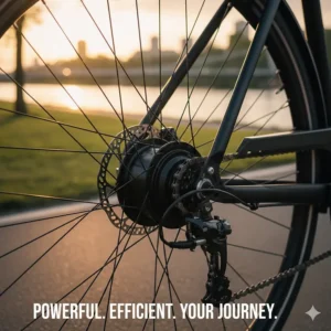 An illustration of the powerful yet efficient hub motor typically found in an electric bike under $3000.