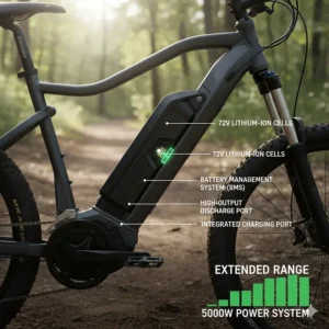 Diagram of a 72V lithium-ion battery pack designed for a 5000 watt electric bike system.