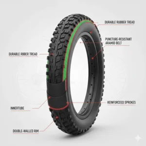 Cross-section of a puncture-resistant tire designed for the most reliable electric bike experience.