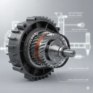 Close-up illustration of a durable mid-drive motor for the most reliable electric bike performance.