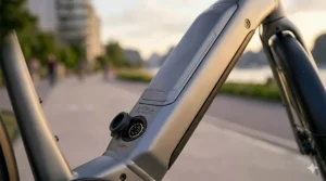 Diagram showing how integrated lights draw power directly from the electric bike's main battery.