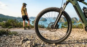 All-terrain tire tread designed for an electric bike for mixed terrain