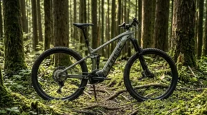 Lightweight, durable frame design of an electric bike for forest trails.