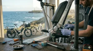 Proper indoor storage tips for an electric bike for coastal areas to protect against harsh ocean humidity.