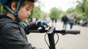 A kids electric scooter featuring adjustable speed settings for growing riders.