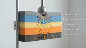 Visualizing energy dispersion during a crash with a back protector for superbike track days.